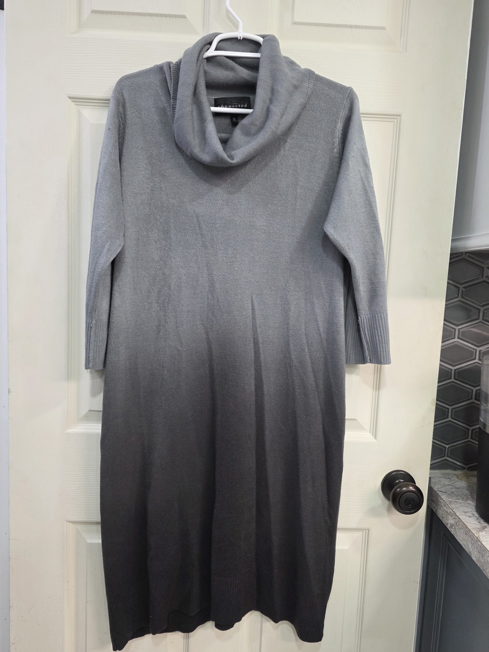 connected apparel Gray Ombre Cowl Neck Long Sleeve Dress